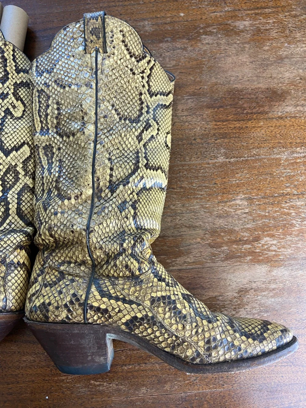 Vintage Justin Boots 6410 Full Python Snakeskin Leather Boots Men’s 8.5 [RO]